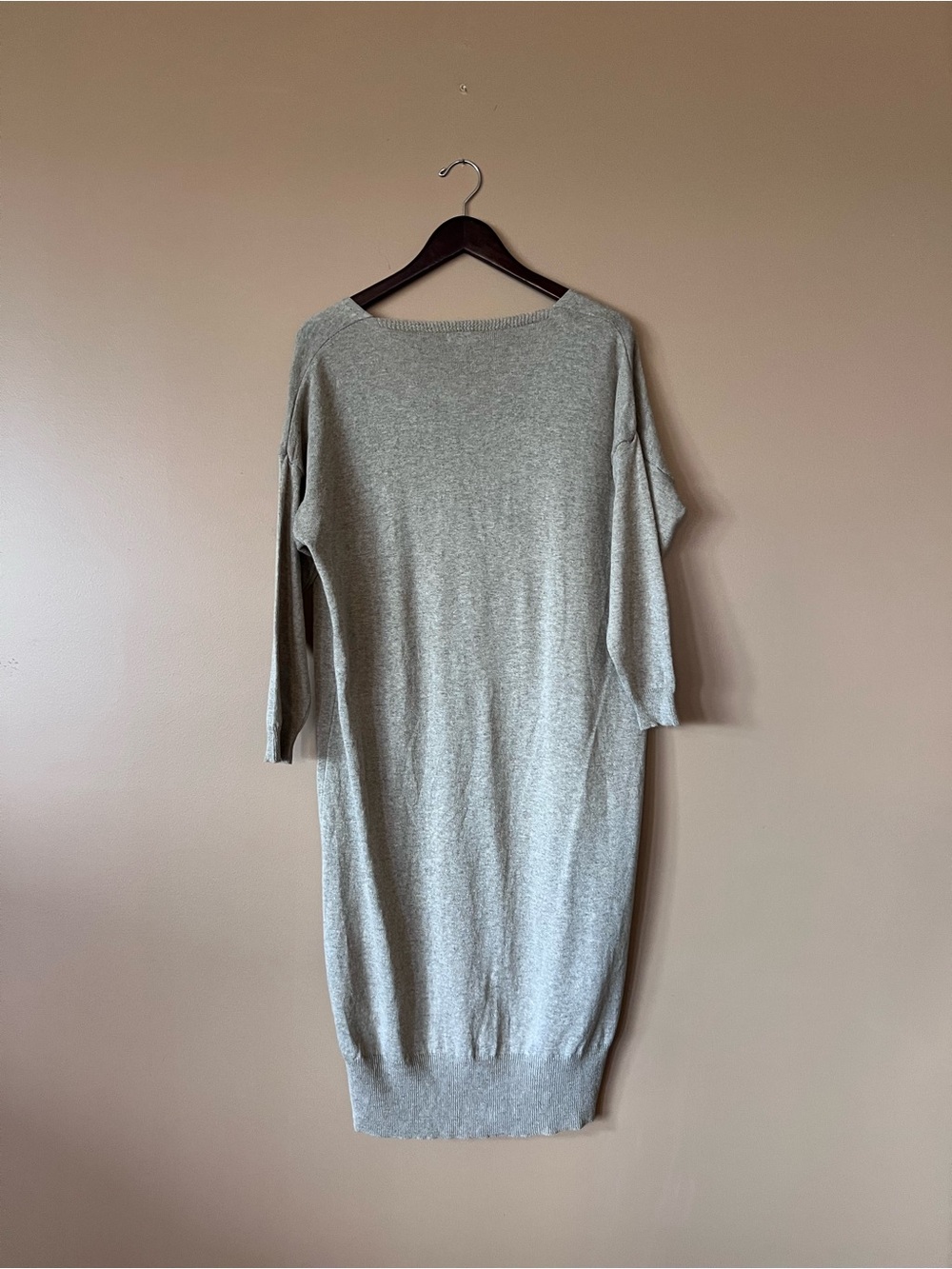 Light Taupe Long Button-Front Cardigan with Pockets - Picture 3 of 3